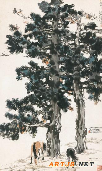 徐悲鸿《古柏双骏》，成交价：1782.5万元