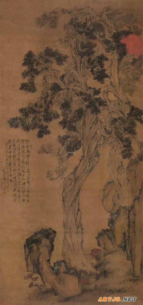  lot 0893 李鱓 戊辰（1748）年作 椿萱百龄图 立轴 设色绢本 208×99cm 估价：3,800,000-5,200,000