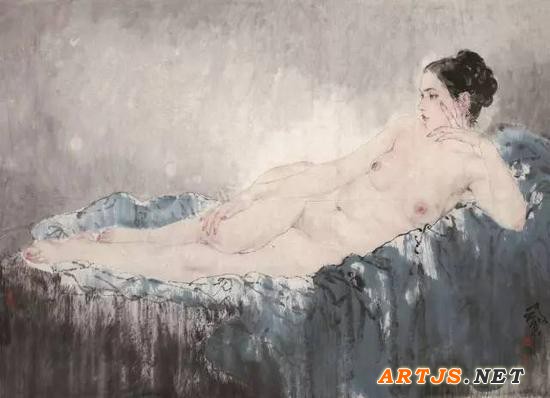 lot 1261 何家英 丽人图 镜片 设色纸本 86×120cm 估价：2,200,000-3,200,000