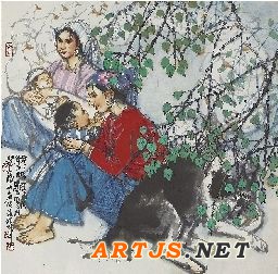 史国良 母子情深 设色纸本 70×70厘米 2006年