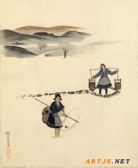 《挑水》40<em></em>x33cm 1940 年