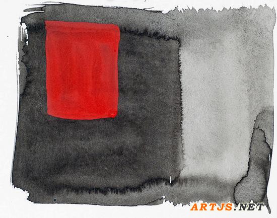 红色的旗飘扬Red Flag 水墨、铜版纸 Ink on Coated Paper 45×63cm